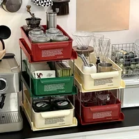 Multifunctional Coffee Tea Bag Storage Organizing Box - 2/3Layer Corner Desktop Rack with Drawer 1