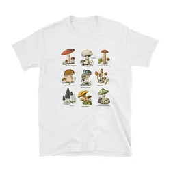 Vintage Aesthetic Mushroom Print Oversized Graphic Tee - Women's Fashion Streetwear Top - M (WHITE)