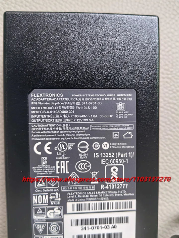 Ciscoルーター用acアダプター充電器、Flextronics電源、FA110LS1-00