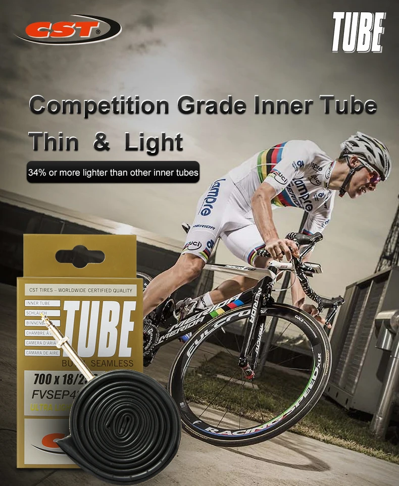 Description Picture 2 of item2PCS CST Bike Ultra-Light Inner Tube 26/27.5/29/700c For MTB Road Bike Tyre Butyl Rubber Competition Grade Bicycle Interior Tire