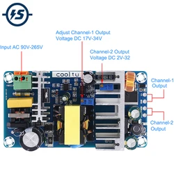 AC-DC Buck Step Down Power Supply Module Adjustable Dual Output Isolation Switch Converter Board 110V 220V to 12V 24V 36V 100W