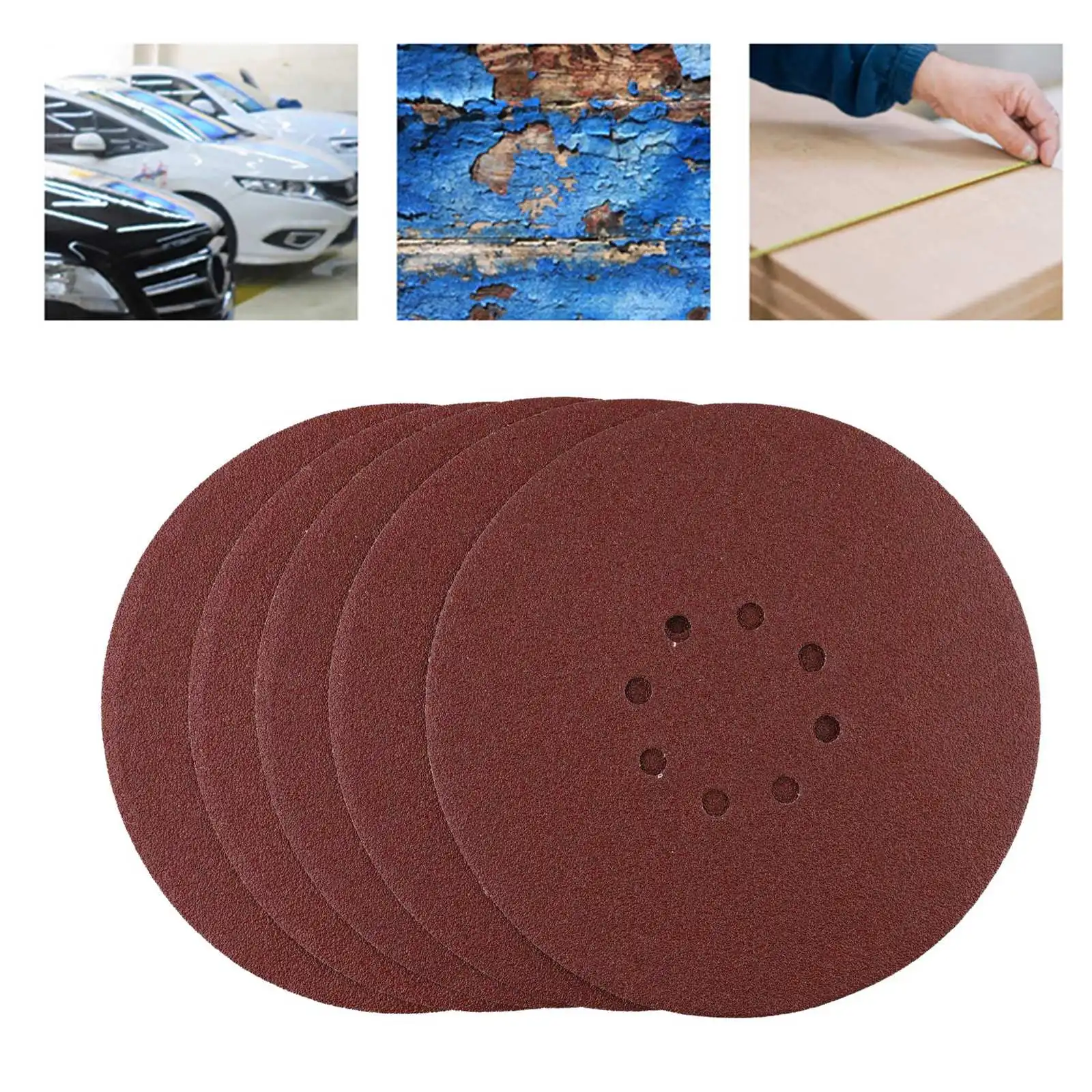 

9 Inch 8 Hole Red Sand 225mm Velvet-backed Disc Sandpaper Self-adhesive Flocking Home Polishing Tool Replacement Accessories