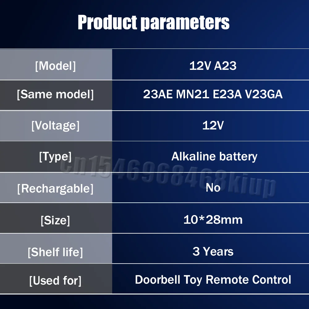 5PCS 12V 23A A23 Alkaline Battery For Doorbell Toy Remote Control 23GA A23S E23A EL12 MN21 MS21 V23GA L1028 GP23A LRV08 Dry Cell alkaline battery disposable battery