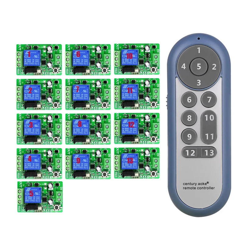 

Универсальный релейный беспроводной пульт дистанционного управления, 433 МГц, 12 В постоянного тока, 10 А