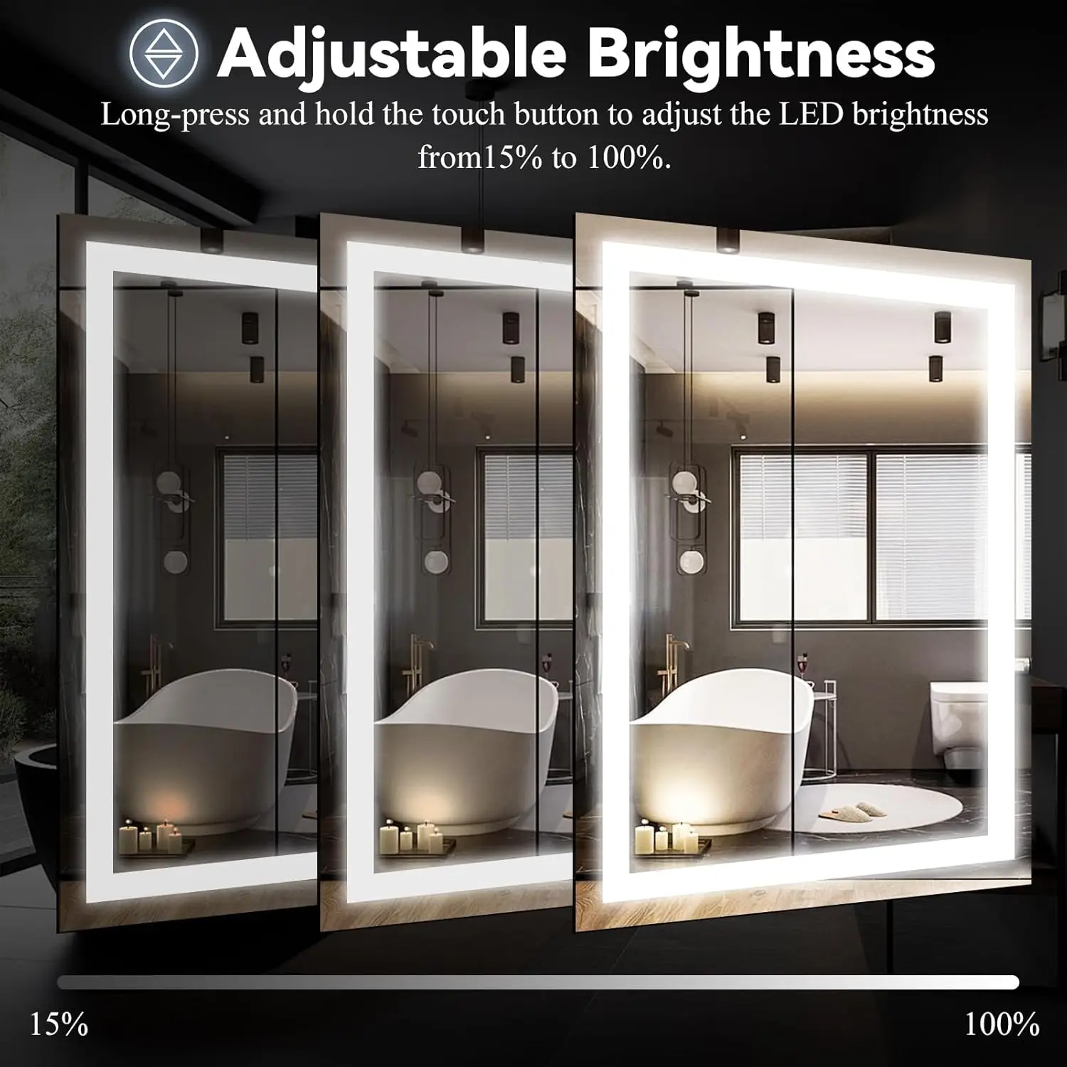 Large LED Bathroom Mirror 30 x 55 inches - 3 Adjustable Lighting Modes Lighted Smart Bathroom Vanity Mirror, Anti-Fog, Memory Fu
