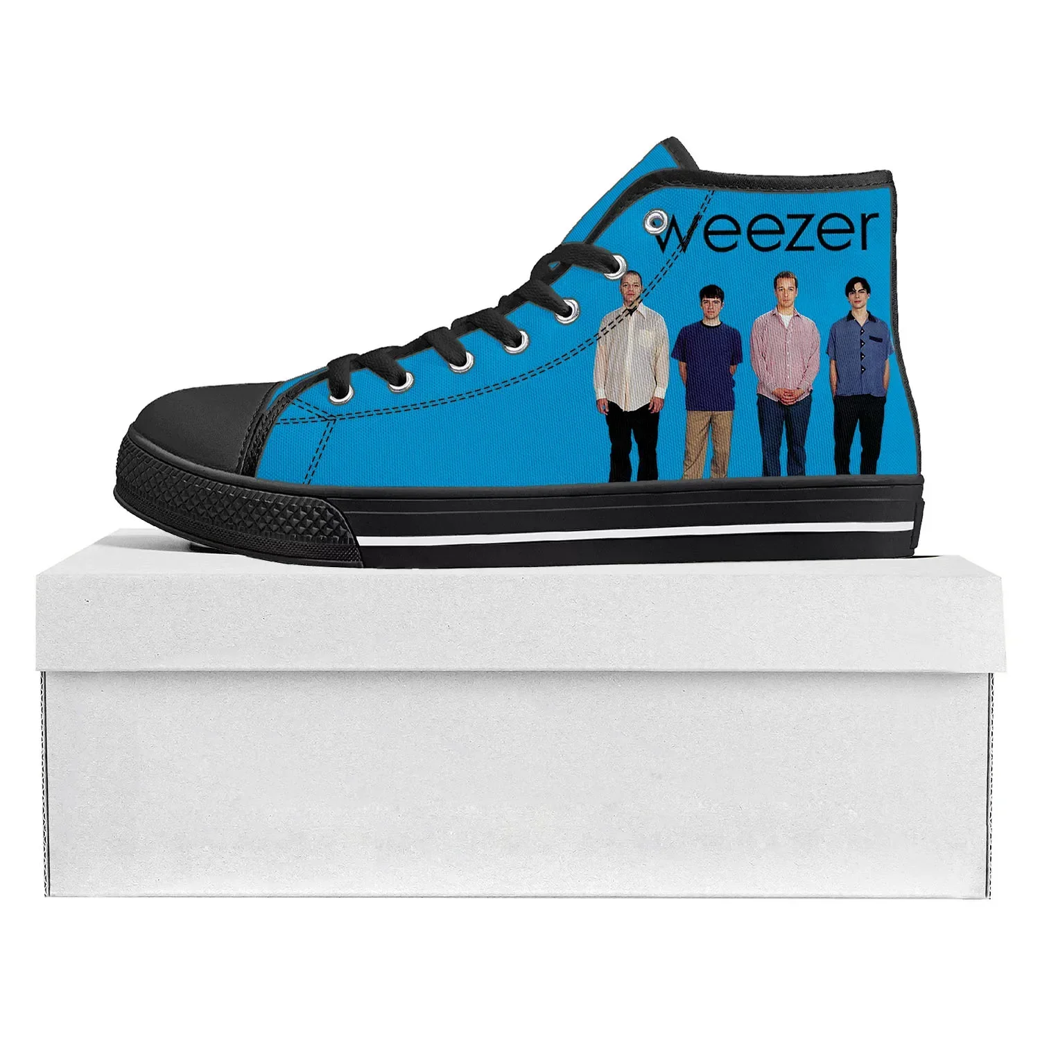 

Weezer Pop Rock Band Mens Womens Teenager Canvas Sneaker Casual Couple Shoes Custom Shoe Black High Top High Quality Sneakers