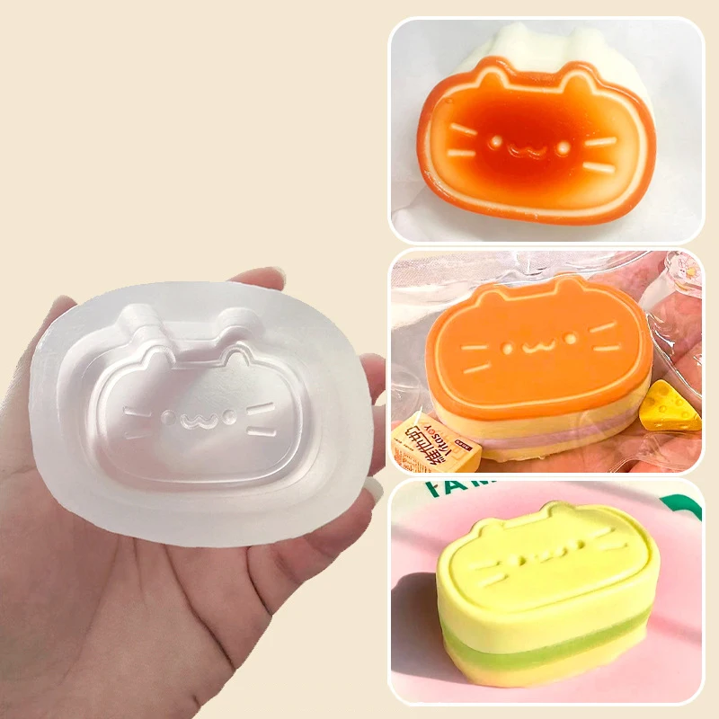 Cute Cat Cheese Cake Silicone Mold Soap Mold Scented Diy Handmade Resin Candle Making Mochi Squishy Toy Mould
