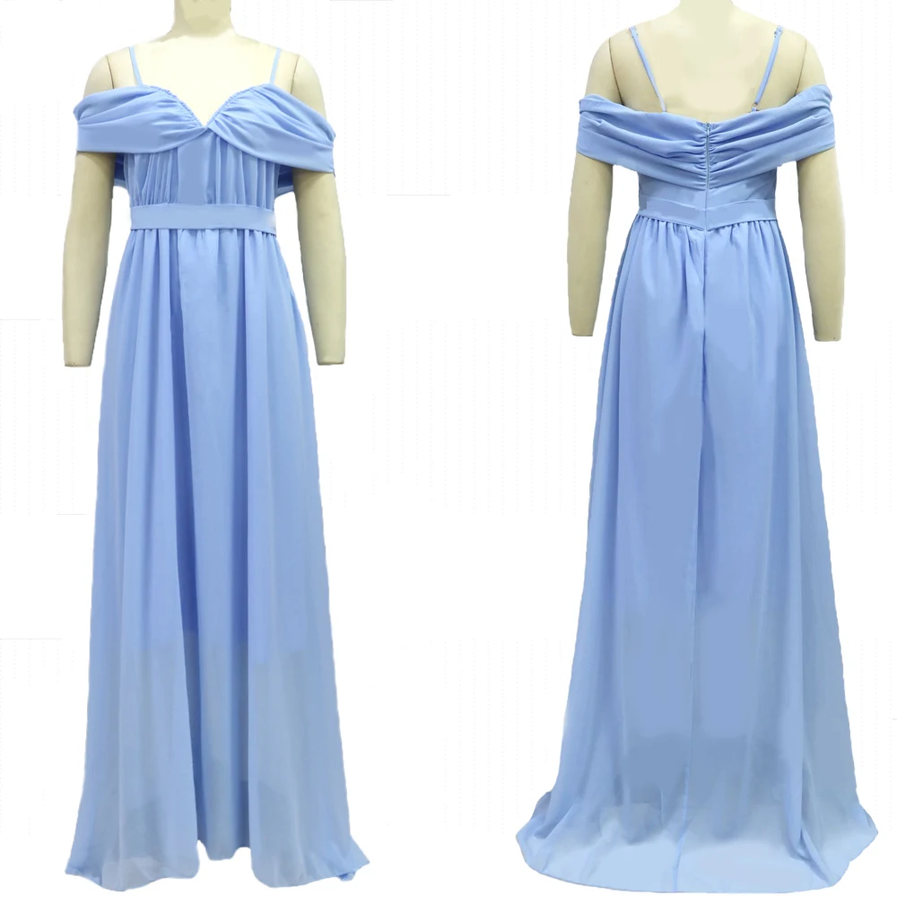 

Unithorse Cold Shoulder Ruched Floor Length Chiffon Bridesmaid Dress