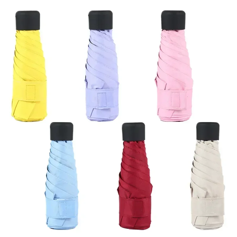 Mini Umbrella Portable Pocket Rain Umbrella Women Black Coating Sunshade Parasol Lightweight Travel Anti-UV Umbrellas mini umbrella,mini sun umbrella,sun umbrella