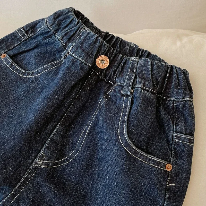 New Loose Kids Baby Girls Boys Solid Color Children\'s Denim Pants Spring Autumn Casual Girls Boys Jeans