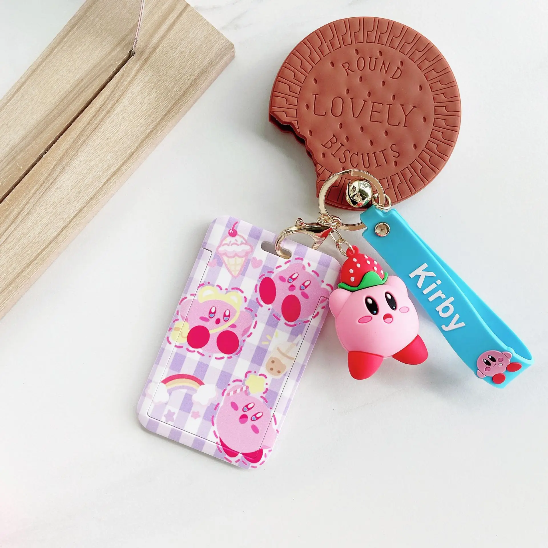 Cartoon Anime Star Kirby Kawaii Card Sleeve Kirby Doll Keychain