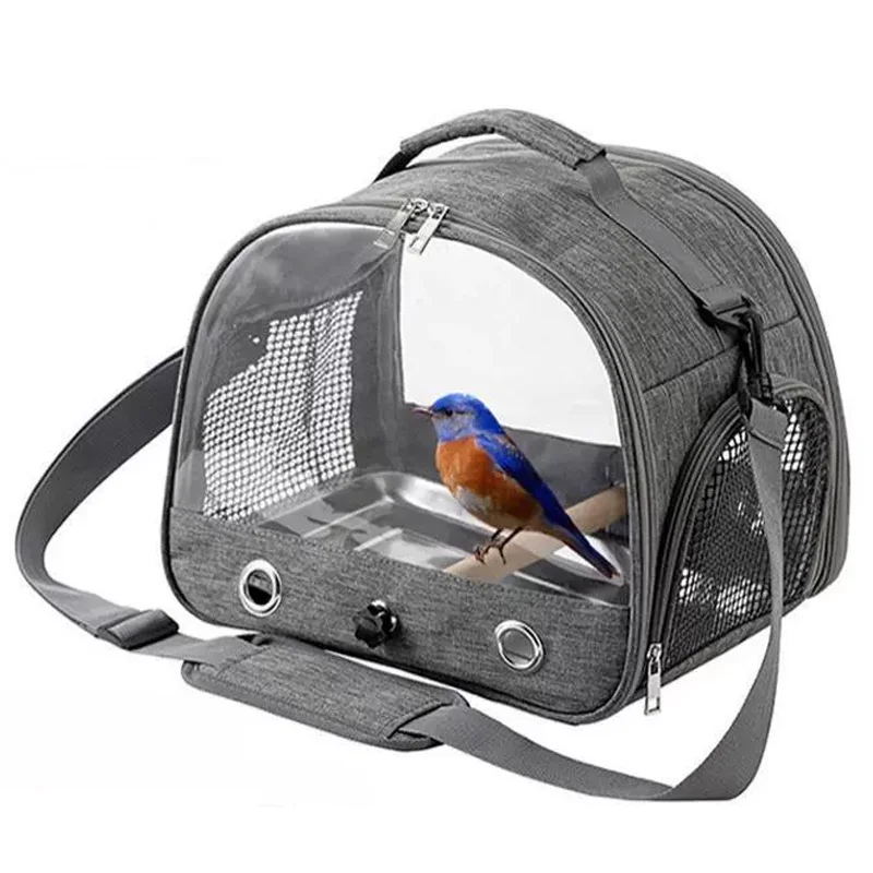 Portable Bird Travel Carrier Bag with Stainless Steel Tray
