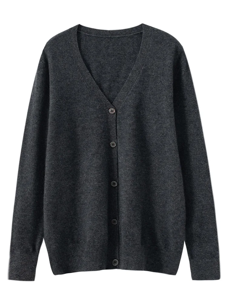 Fashion Men Wool Sweaters V-Neck Cardigan 100% Merino Wool Spring Autumn Soft Warm Long Sleeve Knitwear Shirts Smart Casual Tops