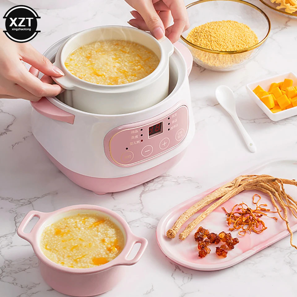 1L Electric Ceramic Stew Pot - 24H Timer, Dry-Burn Protection, Slow Cooker For Soups & Stews