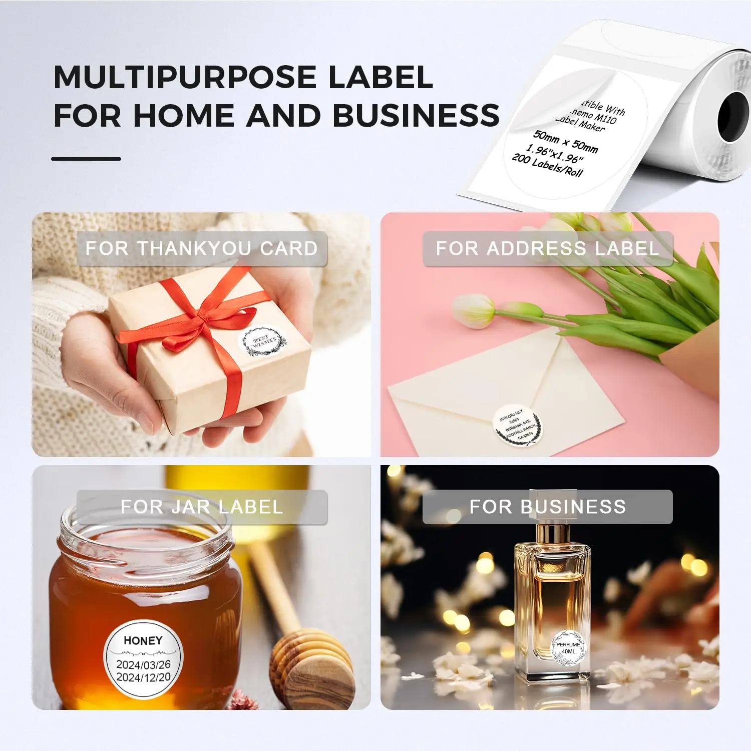 M110/M220 Thermal Sticker Labels Transparent Thermal Paper Waterproof For Wireless Bluetooth Inkless Printer For Home And Office printer sticker paper