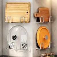 YM Portable Hidden Non-Porous Wall Mounted Kitchen Rack Stylish Pot Lid Rack Under the Cabinet Modern Cutting Board Storage Rack 3