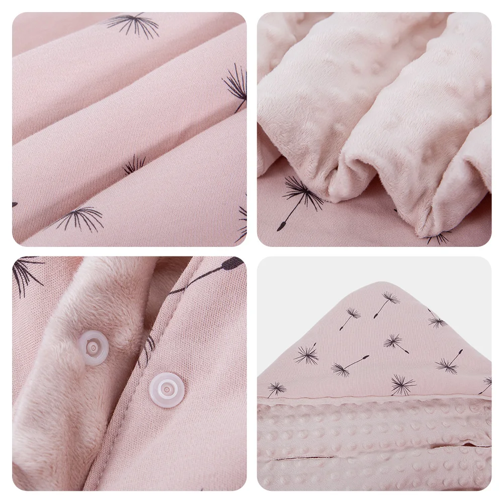 Newborn Baby Blanket With Hooded Windproof Go Outside Warm Portable Swaddle Wrap In Basket Baby Car Safety Seats For 0-3 Months 4