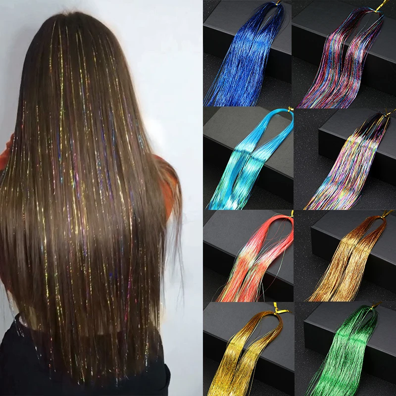 48inch Shiny Sparkle Hair Tinsel Straight Rainbow Colored Hair 48inch-shiny-sparkle-hair-tinsel-straight-rainbow-colored-hair