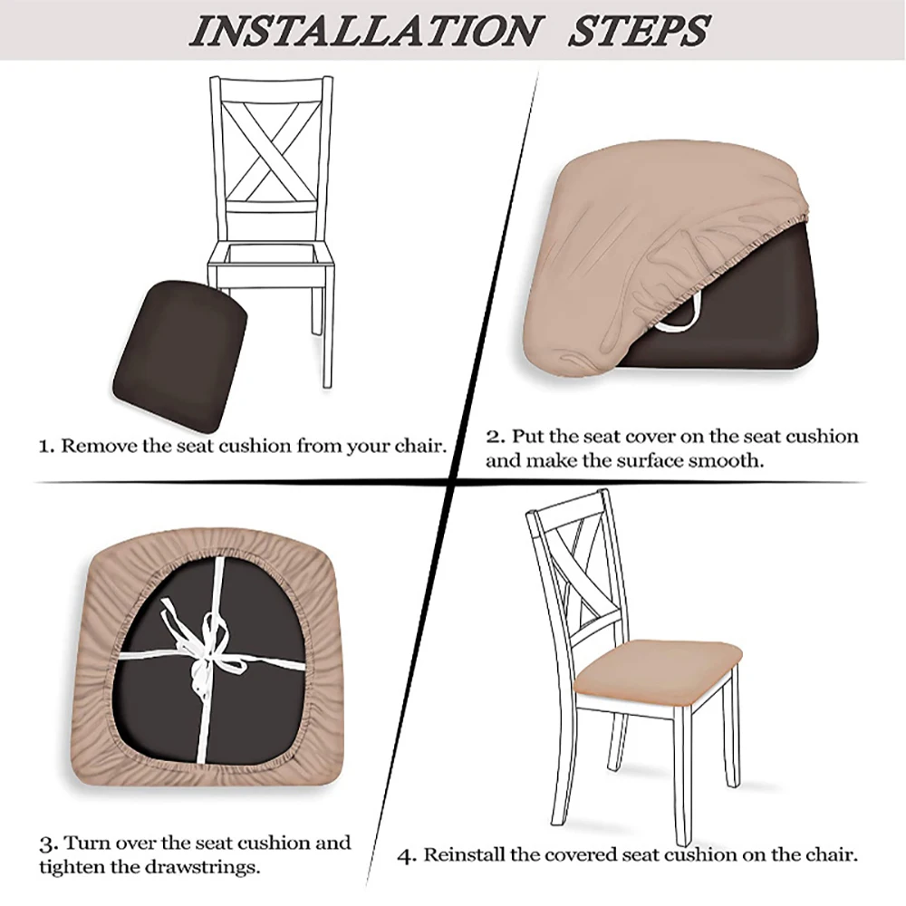 Jacquard Chair Cover Dining Room Plain Stretch Chair Seat Slipcover Removable Spandex Seat Cushion Cover Kitchen Restaurant Home 6