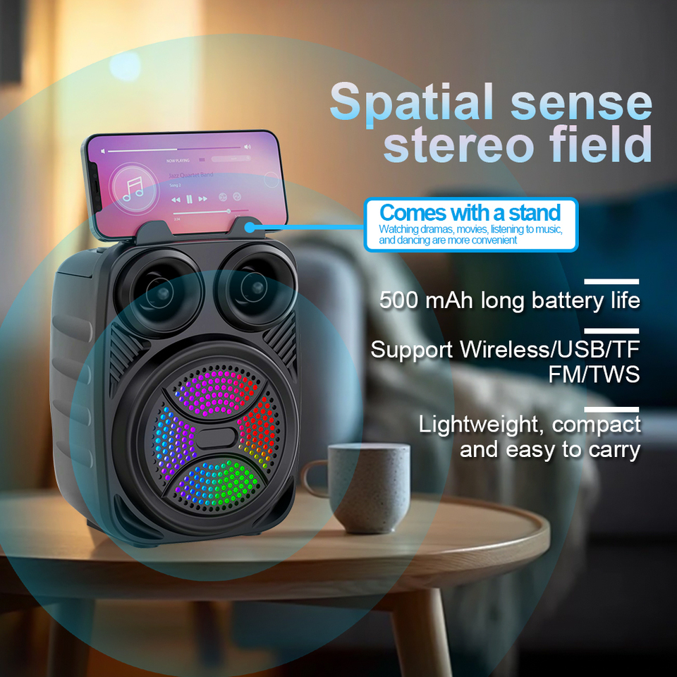 Wireless Portable Bluetooth Speaker High Power Dual 3inch Speakers HIFI Outdoor Audio System Super Bass Subwoofer RGB TWS/FM