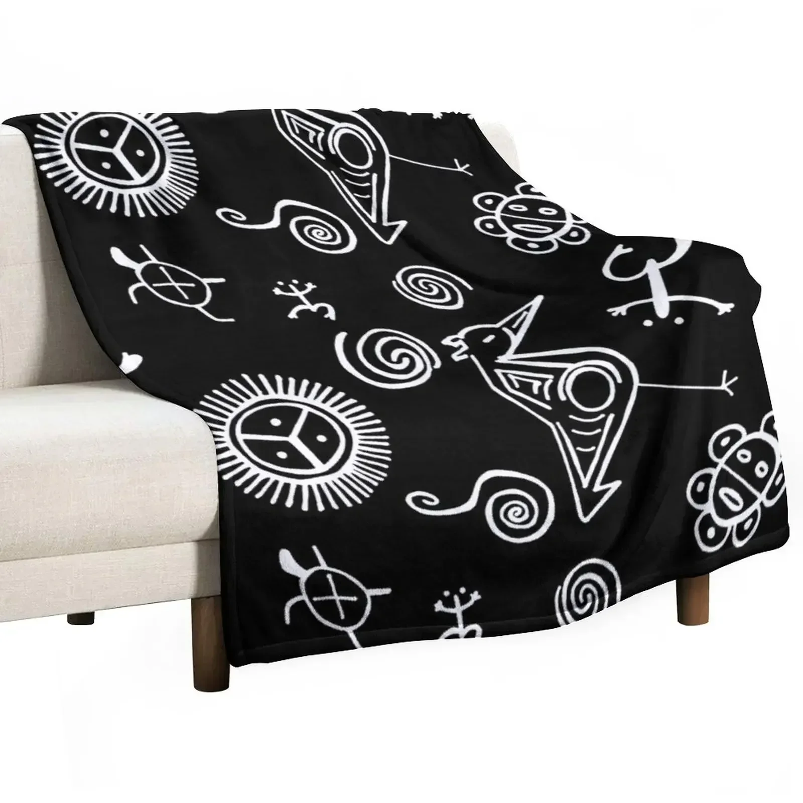 

Taino Symbols | Black and White Taino Art Throw Blanket Soft Plush Plaid heavy to sleep for sofa Blankets