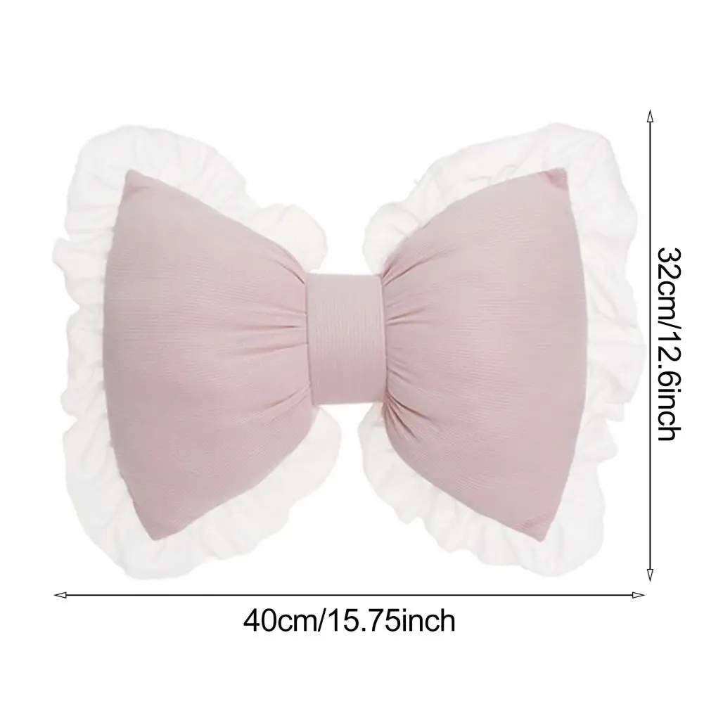 Pink Bow-shaped Pillow Ruffle Lace Decor Plush PP Cotton Filling Pillow Bed Couch Sofa Support Pillow Car Seat Companion Pillows 6