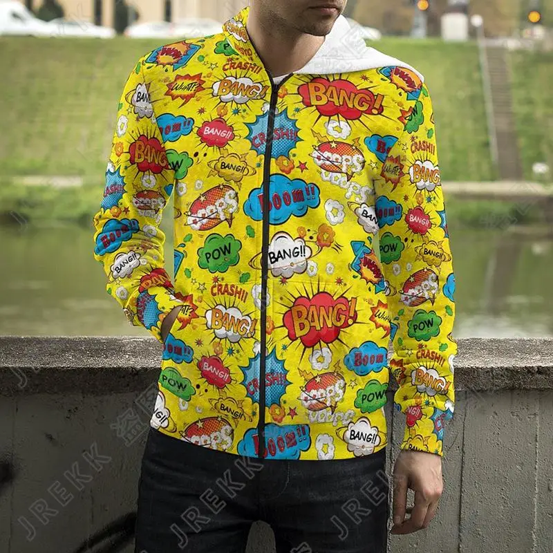 thumbnail image 1 of Sudadera con capucha y estampado 3D de dibujos animados, sudadera con cremallera y letras explosivas, estilo punk y grafiti, para hombres, mujeres y niños, ropa de calle de moda, 1 of 5