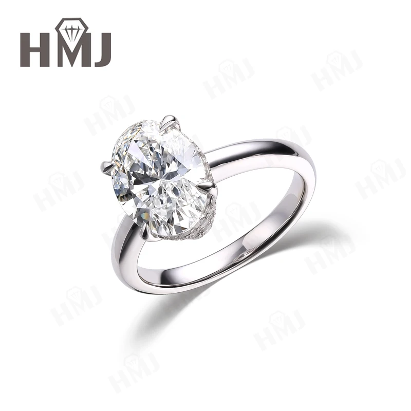 1ct/2ct/3ct Laborgezüchteter Diamantring D-Farbe Rund/Oval/Kissen/Radiant-Schliff 10k/14k/18k für Damen Jubiläumsgeschenk Ehering – Detail 22