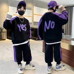 Spring Autumn Teenager Boys Clothing Sets Child Fashion Letter Sweatshirt + Pants 2Pcs Kids Tracksuit 4 5 6 7 8 9 10 11 12 Years