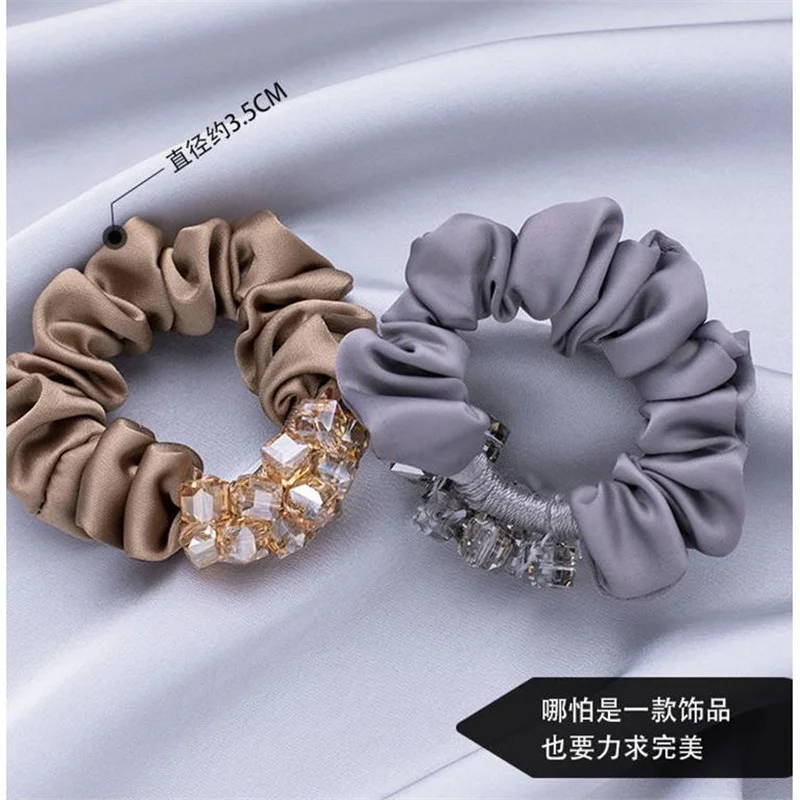 Floral Satin Fabric Elastic Bands For Hair Scrunchies And