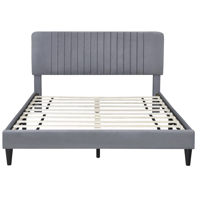 4-Pieces Bedroom Sets Queen Size Upholstered Platform Bed with Two Nightstands and Storage Bench