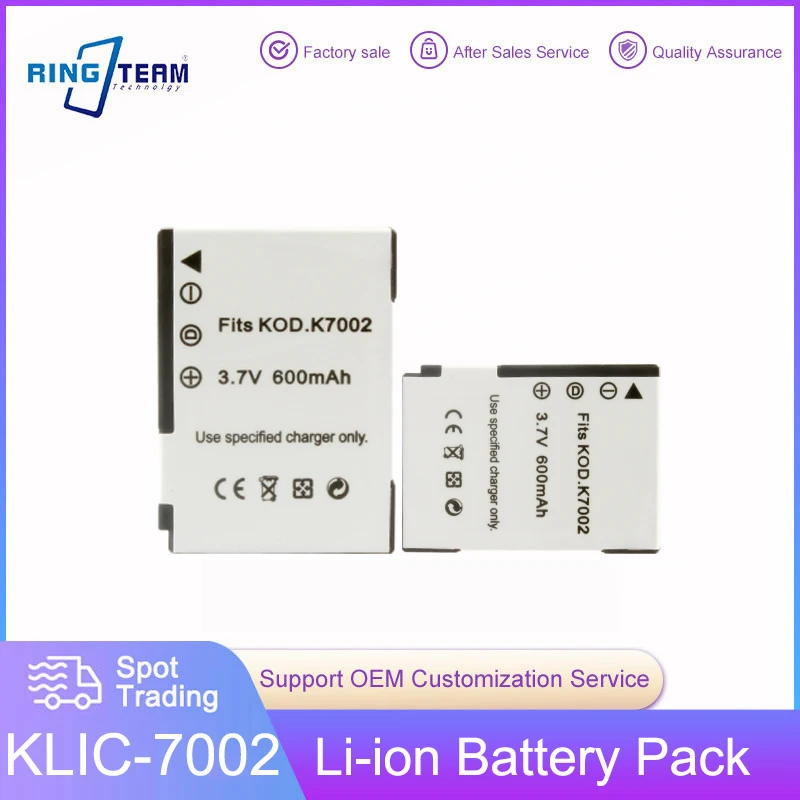 2 Pz/Lotto Klic-7002 Klic 7002 K7002 Pacco Batteria Per Fotocamera Zoom Kodak Easyshare V530 V630