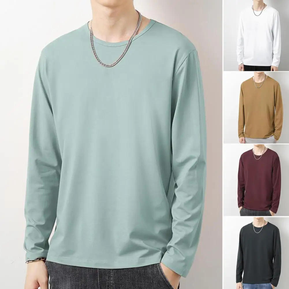 2023 Casual Men's T-shirt O-Neck Long Sleeves Men Bottoming Shirt Pullover Top Autumn Bottoming Top Pullover Tees Male Clothing