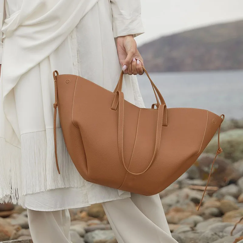 

High-end Women's Tote Bags Luxury Brand Underarm Handbag Trendy Folding Leather Dumpling Bag High-capacity Shopping Shoulder Bag