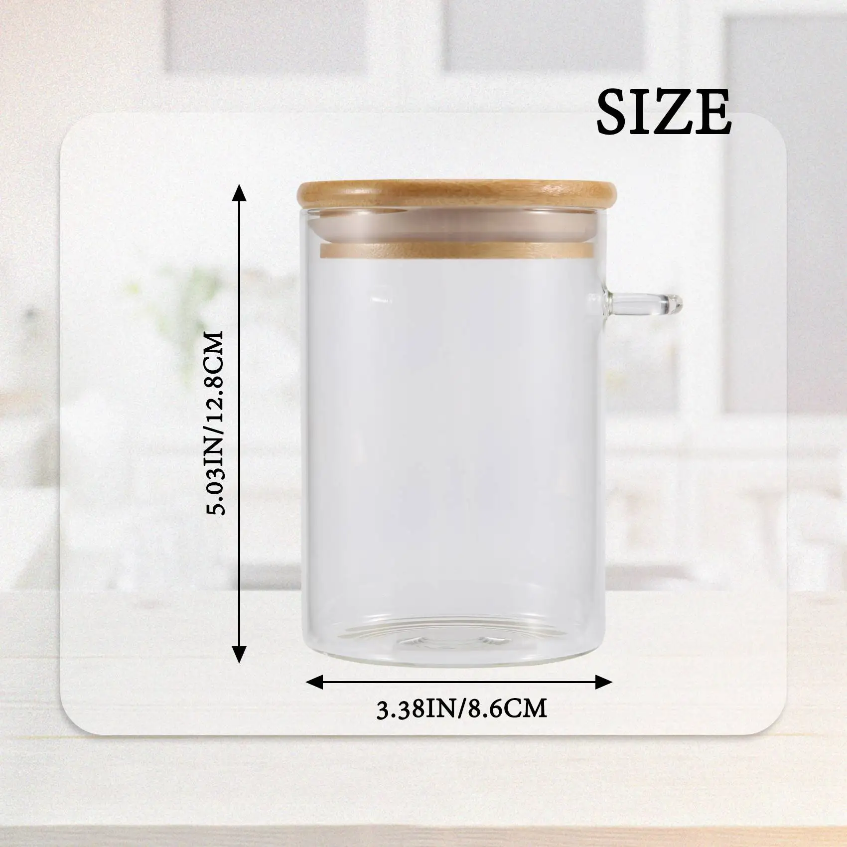 Glass Food Airtight Canister Castor Lid Storage Tank Jar Bamboo Food Container with Wooden Spoon