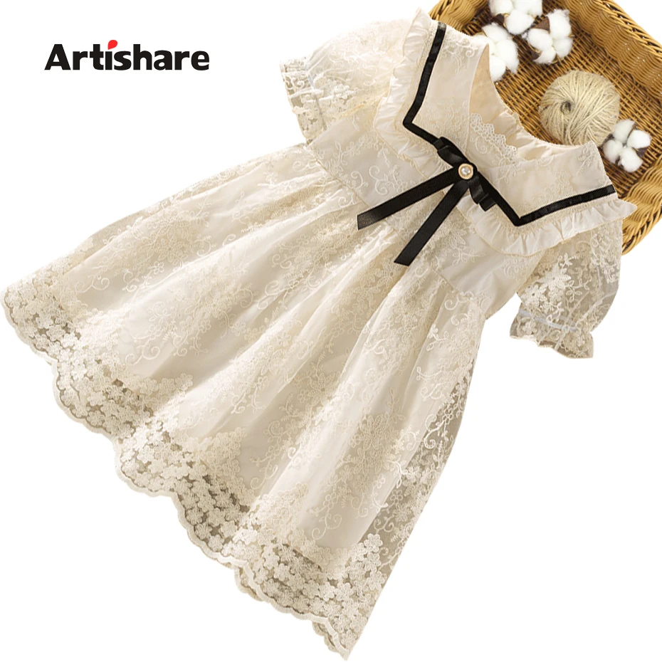 Girls Summer Dress Lace Floral Girl Dress Patchwork Children Dresses