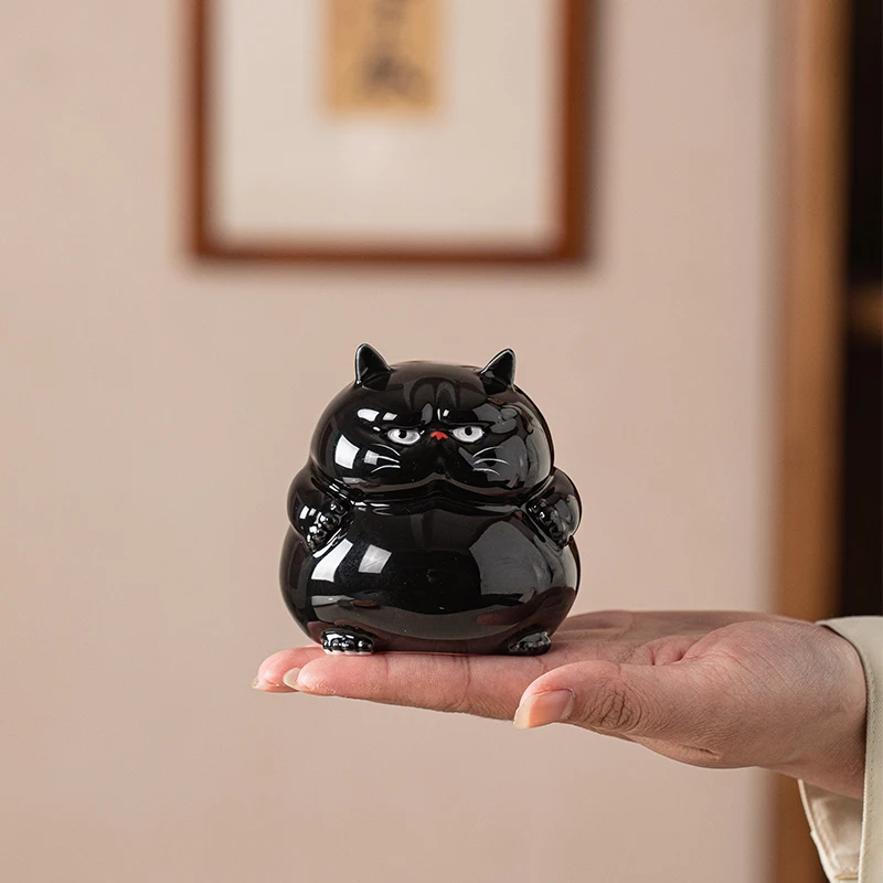 Lucky Cat Ceramics Black White Cat Ornament Feng Shui Desktop Decorations Cute Statue Holiday Gifts Decoration Home
