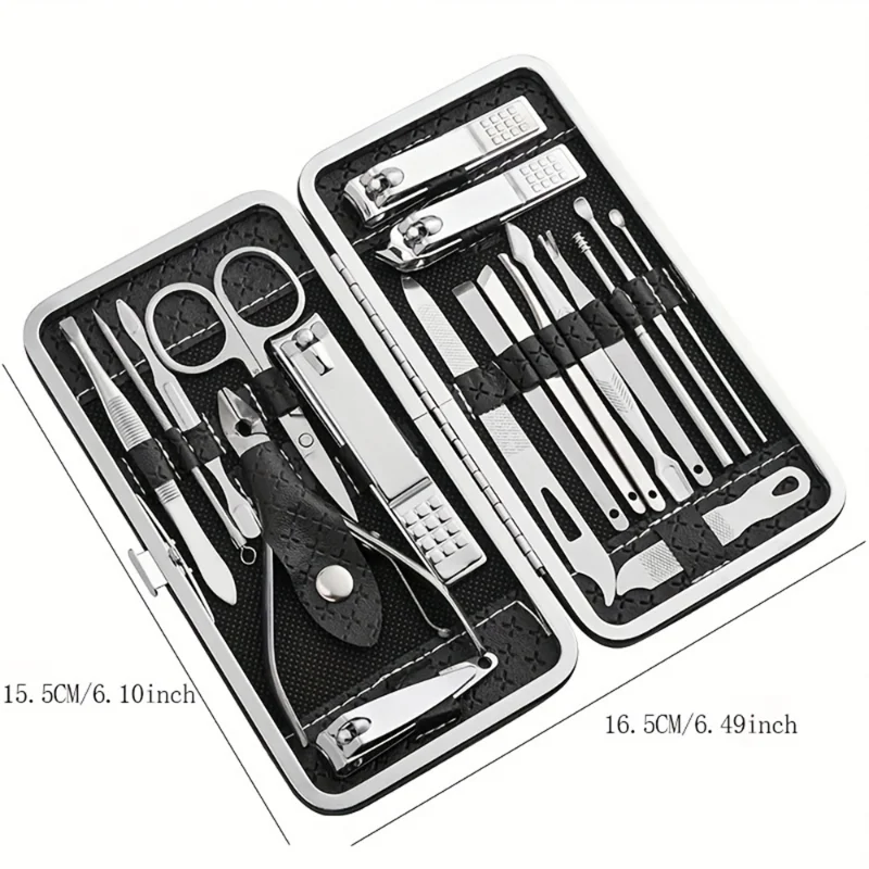 Home Nail Clipper Set of 18 Pieces Large Size Dead Skin Pliers Diagonal to Remove Dead Skin Small Eyebrow Clipper Leather Sleeve 5