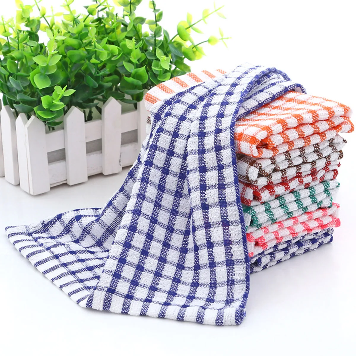 Kitchen Towels 8 Pack 100% Cotton 16 Inch x 11 Inch Absorbent For Drying Dishes and Table