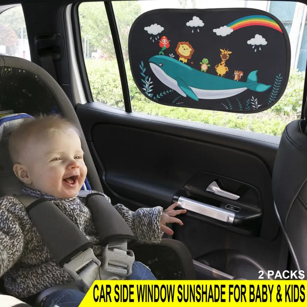 2pcs Car Sunshade Cover Auto Side Window Sun Shade Cute Cartoon Pattern