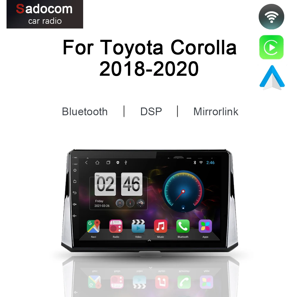 720P DSP Android 12 Автомобильный Радио мультимедийный плеер для Toyota Corolla 10 E140 E150 2018 2019 2020