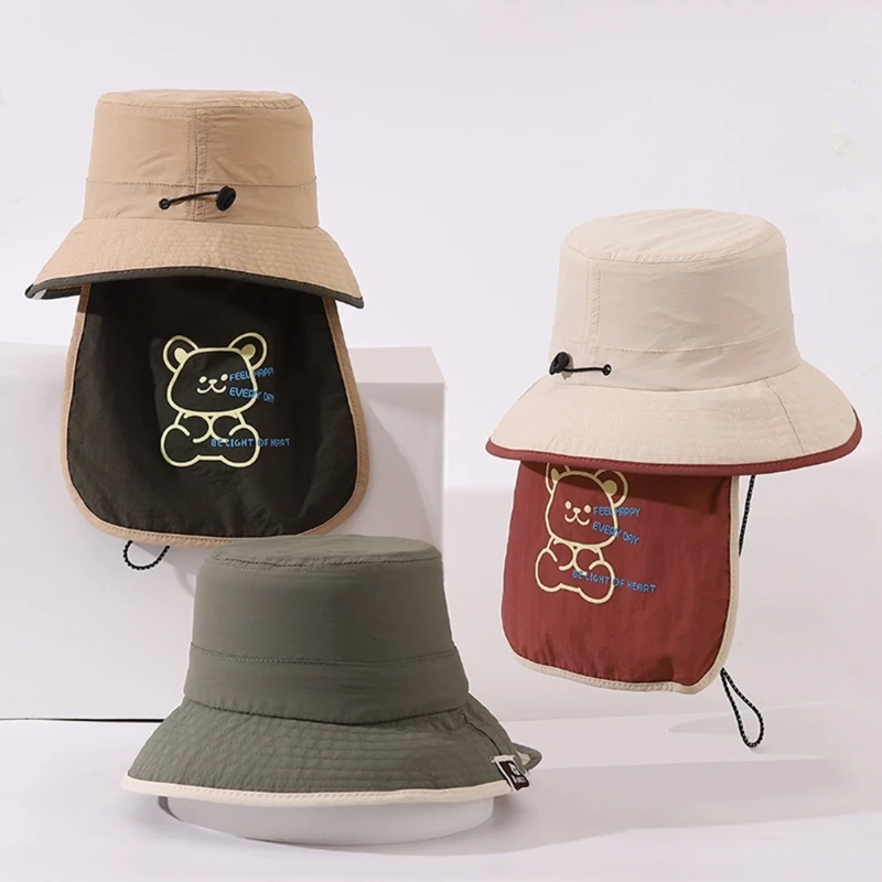 

Breathable Bucket Hat with Neck Flap Summer Thin Sun Adjustable Panama Hat Trendy Sun Hat Gift for Boys & Girls