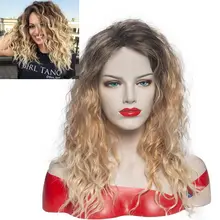 

Charming Prom Costume Party Wig Gifts Women Ladies Long Blonde Curly Wavy Hair Wig Russian Runway Ocean Wave Ombre Hair Peluca