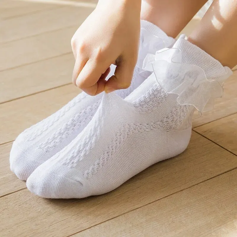 Spring Kids Girls Socks cotton socks girls socks childrens socks kids socks mesh socks Baby Frilly Lace Tutu Sock Cotton Children Dance Princess Girl Flowers Ruffled Solid Mesh Short Socken