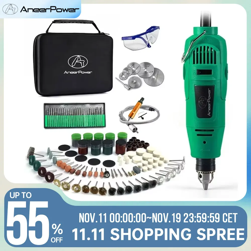 Mini Smerigliatrice Elettrica 400W – 6 Velocità 5000-28000 Giri/min, Trapano Rotativo Con Mandrino 0,6-6,5 Mm