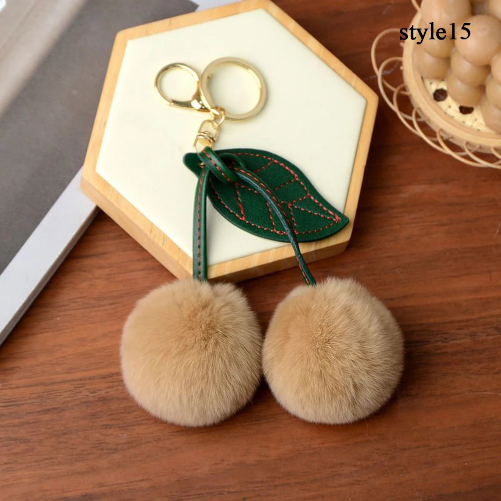 Zcargel – Portachiavi In Peluche A Forma Di Ciliegia – Morbido E Leggero, Ciondolo Decorativo Per Chiavi, Borsa E Zaino – Colore Claret/Beige
