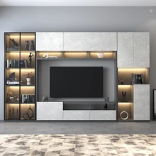  Luxury TV cabinet Modern simple wall cabinet Living room Background wall Integrated customized TV cabinet 