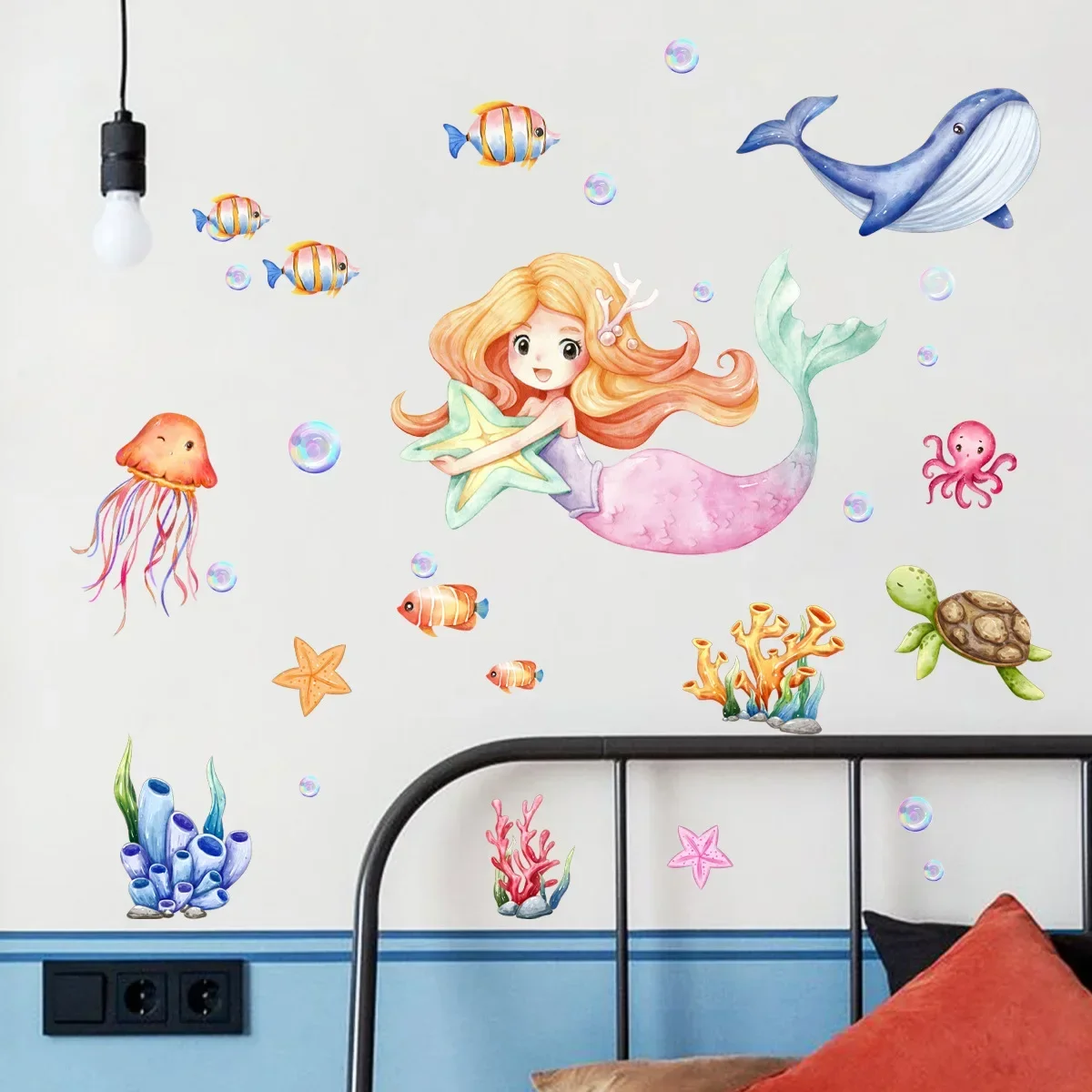 Luminous Underwater World Mermaid Stickers On The Wall Home Decor Glow In The Dark Sticker For Baby Kids Rooms Bedroom Wallpaper