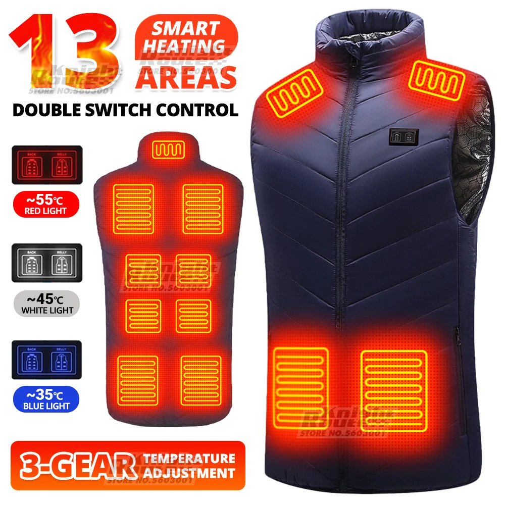 

15 Areas Self Heated Vest Body Warmer USB Powered Women's Warm Men's Heating Jacket Heated Vest Man Thermal Winter ClothingS-6XL