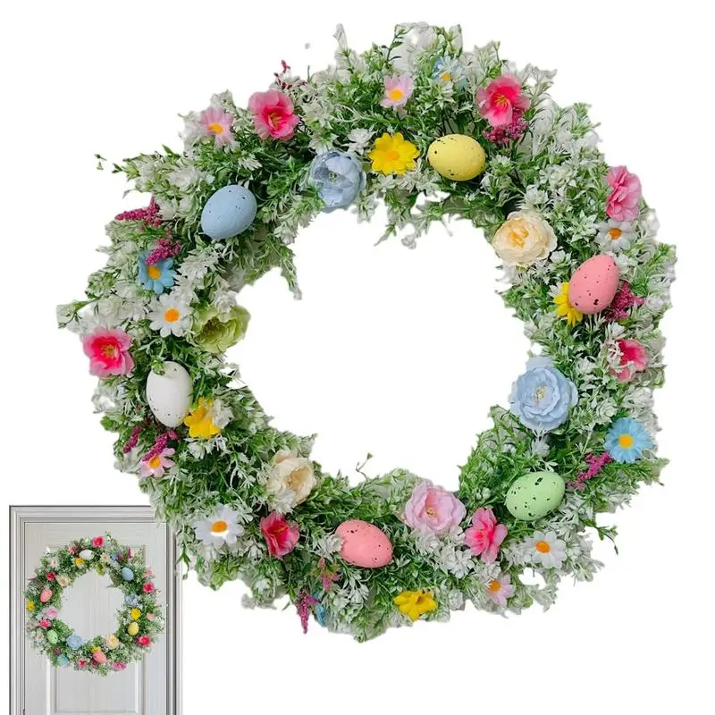 

Spring Wreath Colorful Eggs Spring Wreath Front Door Decor Farmhouse Window Door Hangings Decorations Spring Easter Day Door